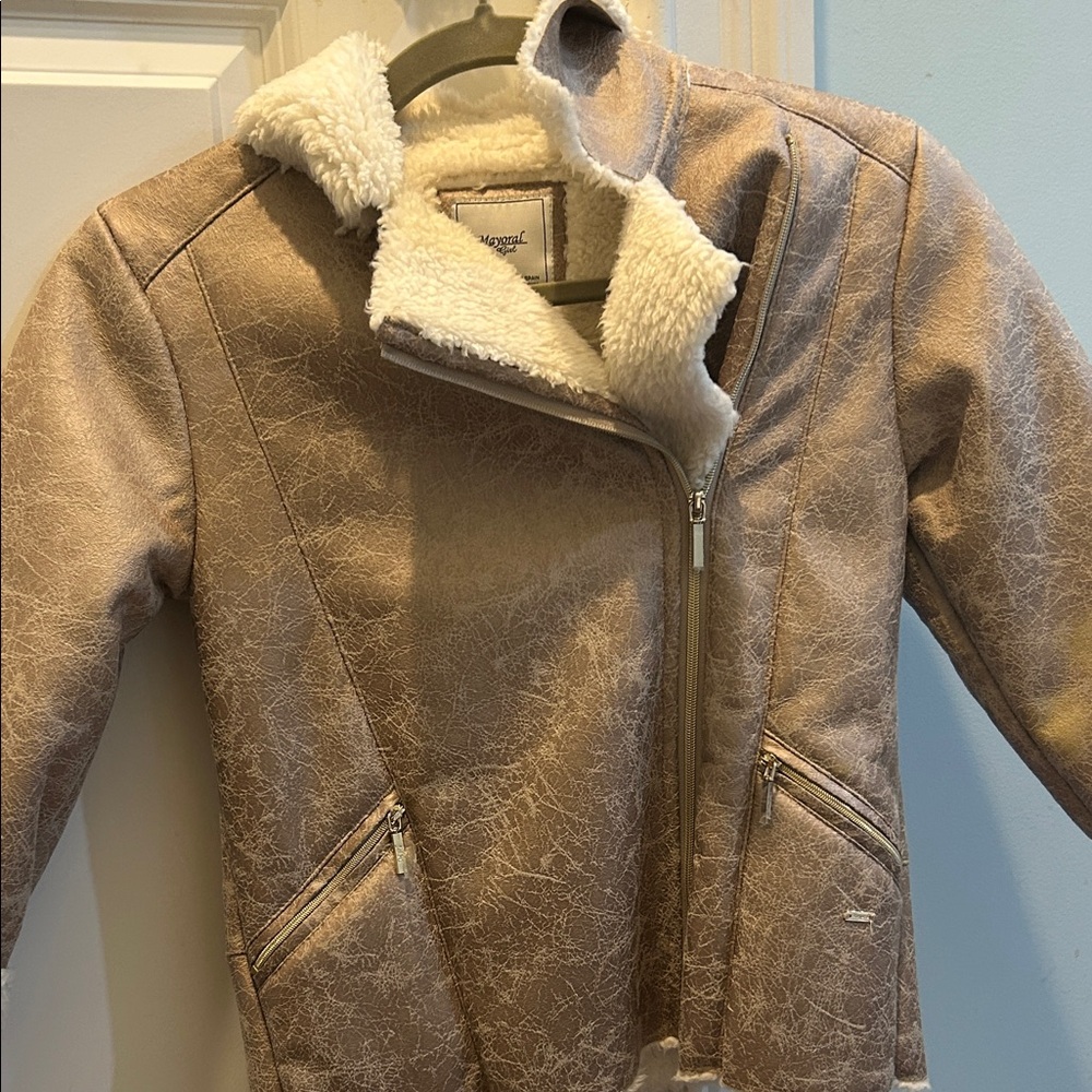 Mayoral Size 9 Kids Tan Jacket with Sherpa Lining